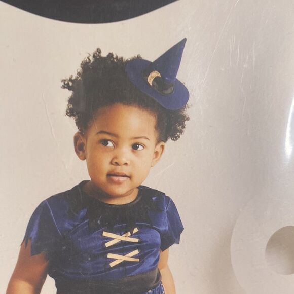 NWT Toddler Girl 4t-5t witch dress and headband Halloween Costume Navy Dress - Picture 4 of 7